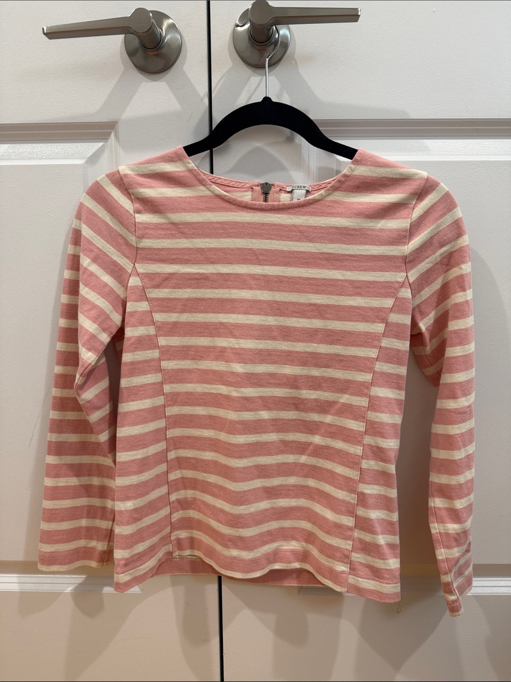 J. Crew Pink and Cream Striped Long-Sleeve Tee